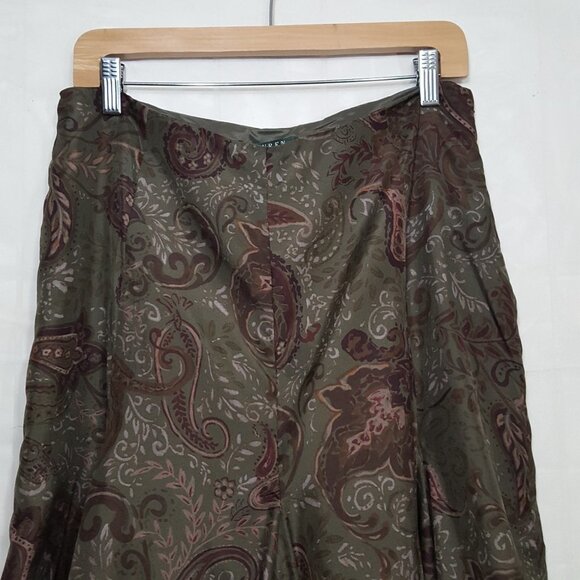 LRL Lauren Ralph Lauren silk skirt green size 8P - Picture 3 of 9